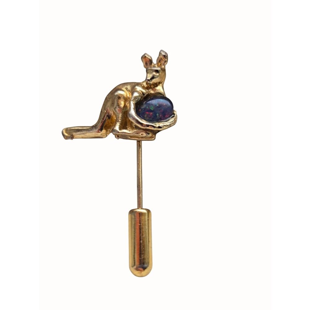 Vintage Australian Opal18k Gold Clad Kangaroo stick pin